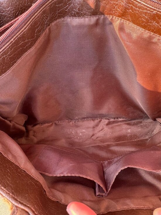 Bueno Womens Patchwork Animal Print Brown Shoulder Bag Faux Leather Pre-Owned - Picture 9 of 9